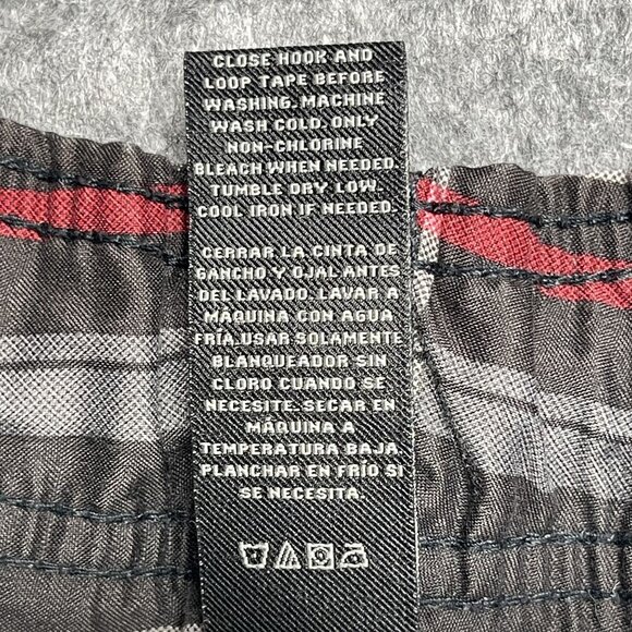 OP Mens Plaid Cargo Shorts L/G 36-38" Elastic Waist Drawstring Swim Trunks - Picture 5 of 14